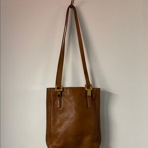 Nino BOSSI Brown Leather Shoulder Bag with Gold Hardware